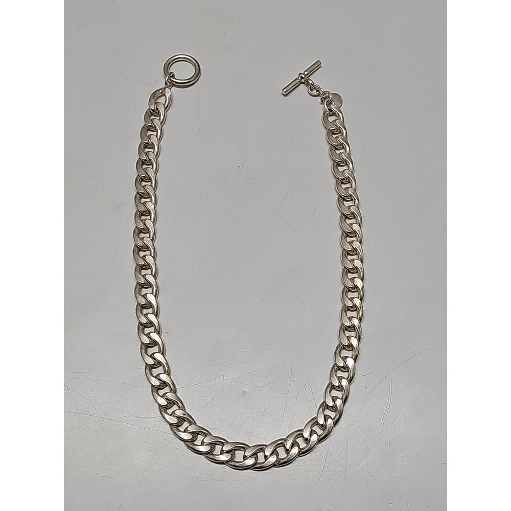Dyadema Bronze Italy Silver Plated Chain Necklace 18" Toggle Clasp Chunky Heavy